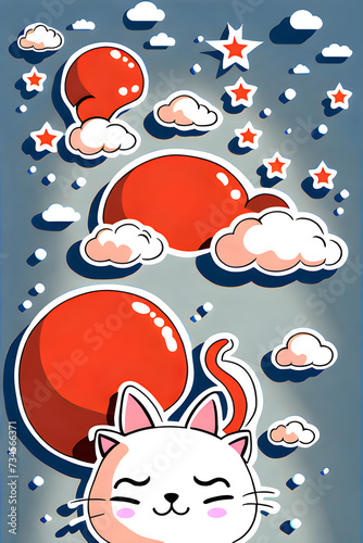 cute cats in the clouds. Generative AI
