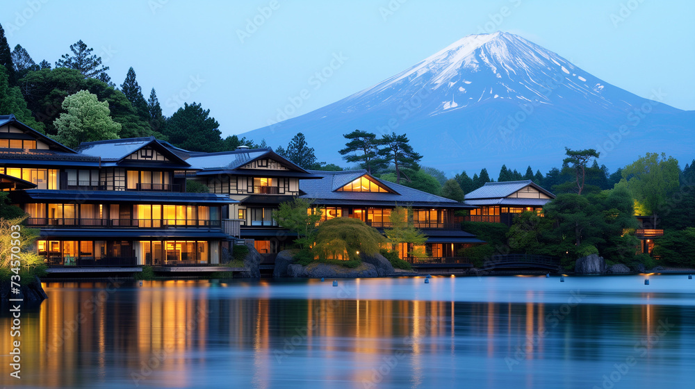 Obraz premium lake resort near Mt. Fuji