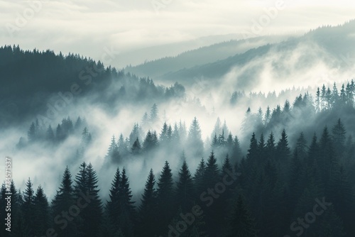 fog landscape in black forest panorama nature © UC