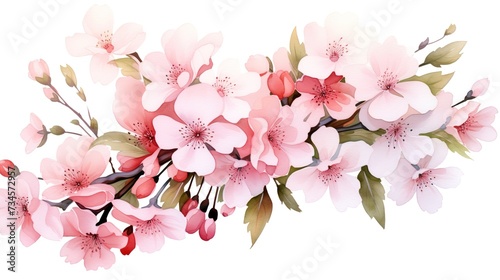 Sakura flowers background . cherry blossom isolated white background , generative, ai