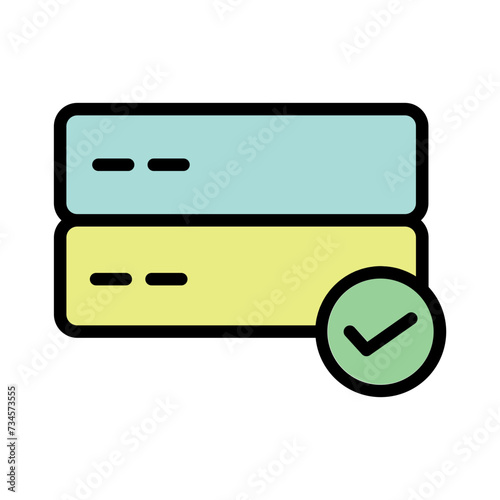 Ok Server Ticked Filled Outline Icon