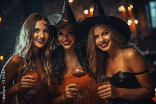 Girl in halloween costume having fun at a party