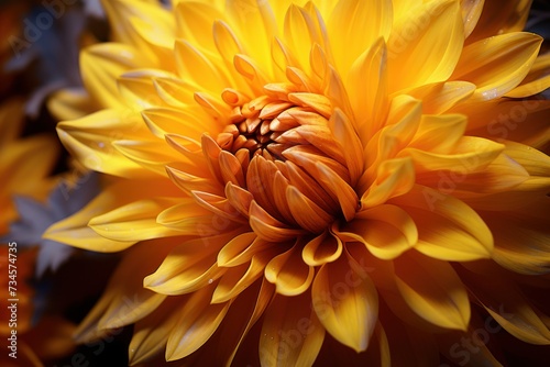 Close up picture of a flower withyellow color photo