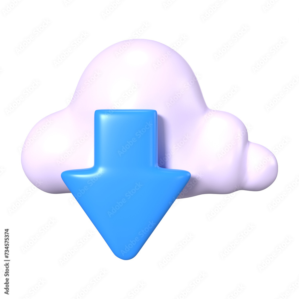Obraz premium Download from Cloud 3D Illustration Icon