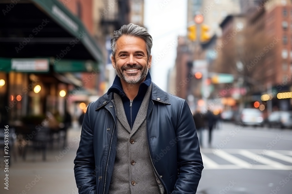 Portrait of a handsome middle-aged man in New York City Portrait of a handsome middle-aged man in New York City