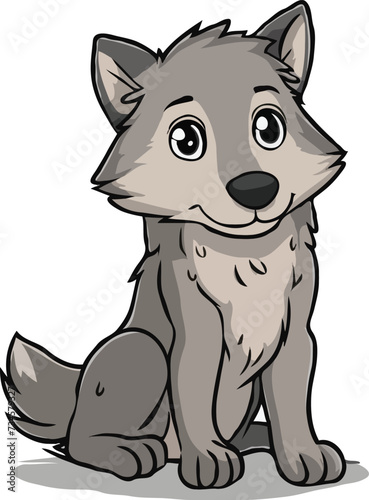 Gray Wolf flat illustration