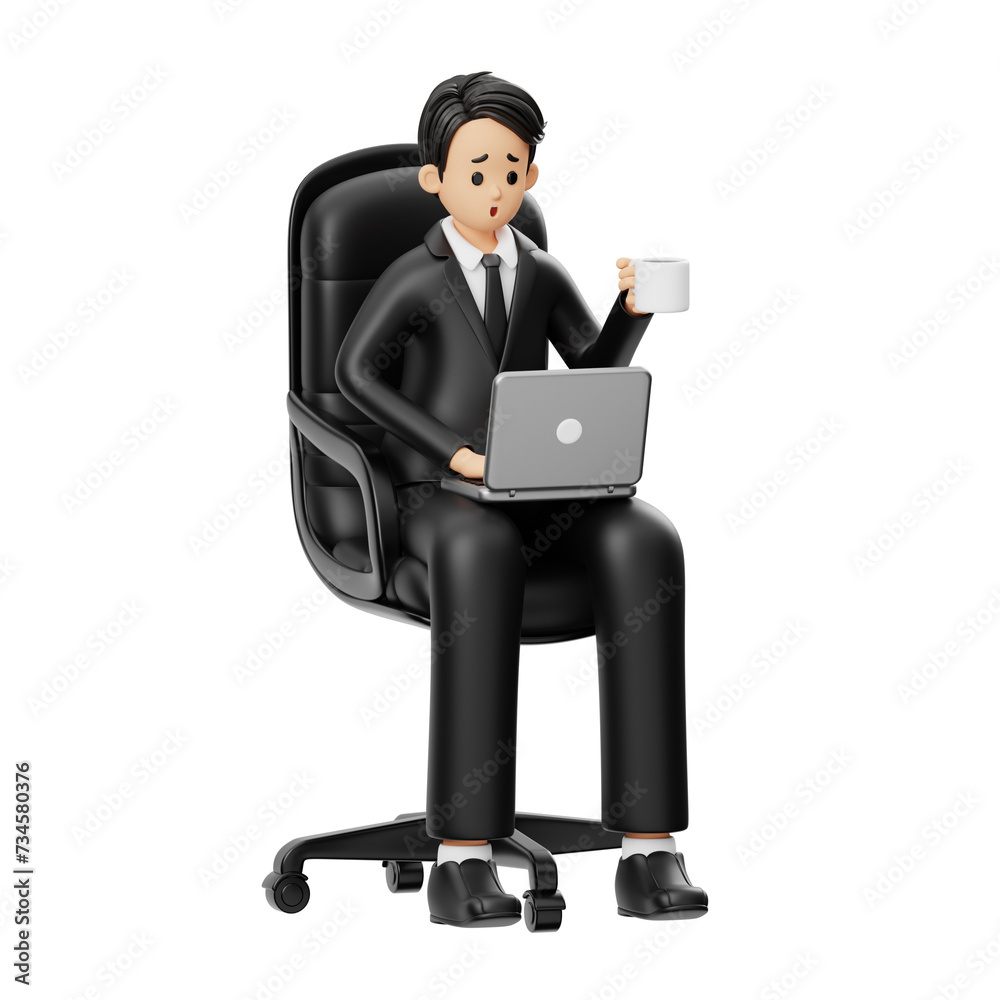 3D Character Businessman Sitting in an Office Chair 3D Character Businessman Sitting in an Office Chair