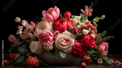 Elegant Floristic Symphony: Delicate Romance Expressed Through Versatile Blossoms in a Floral Arrangement © Isaac