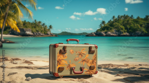 luggage with a seaside atmosphere Referring to relaxation and travel