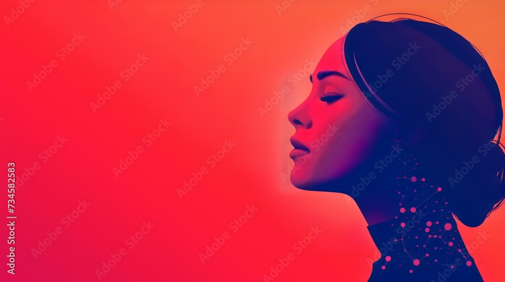 A woman's profile cast against a gradient orange background, serving as an emotional expression through silhouette.
