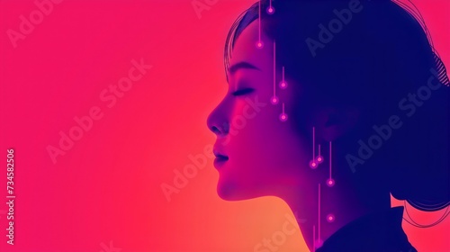 A woman's profile cast against a gradient orange background, serving as an emotional expression through silhouette.  © CoffeeeCraze