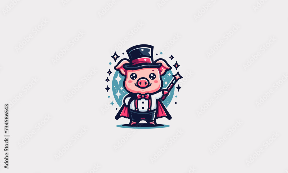 pig wearing uniform magician vector mascot design pig wearing uniform magician vector mascot design