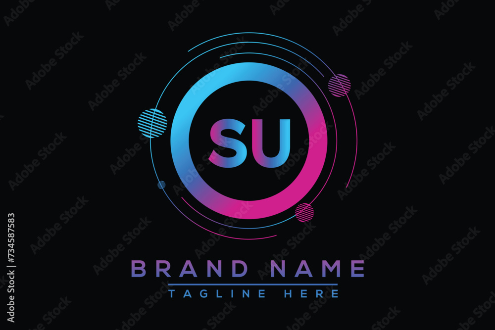 Obraz premium Letter SU Blue logo design. Vector logo design for business.