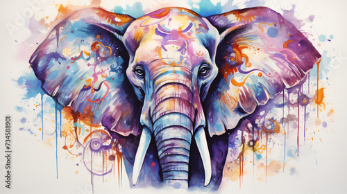 watercolor elephant abstract animal background