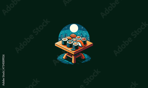 sushi on moon vector illustration artwork design