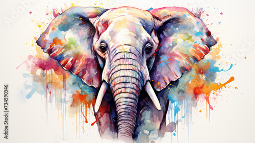 watercolor elephant abstract animal background photo