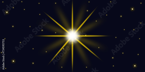 golden stars big and small glowing light backdrop and wallpaper. Background night sky is starry and beautiful
