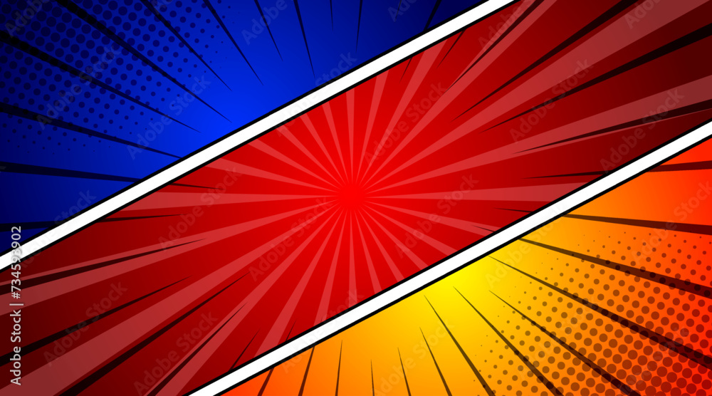 Fototapeta premium Pop art style comic speech bubble background. Colorful vector illustration.