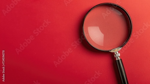 Magnifying glass against a bold red background  symbolizing exploration and investigation  Ai Generated.