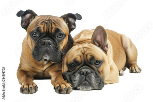 Couple of Cute fluffy portrait smile Puppy dog that looking at camera isolated on clear png background  funny moment  lovely dog  pet concept.
