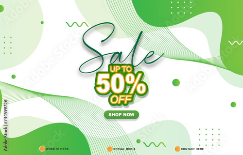 sale discount template banner with copy space for product sale with abstract gradient green and white background design