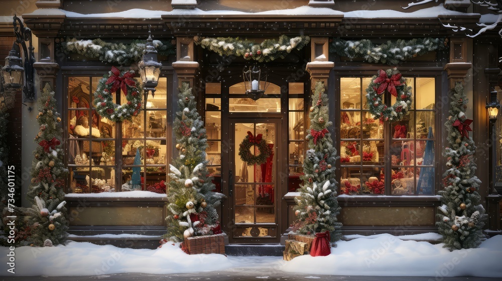 festive holiday storefront