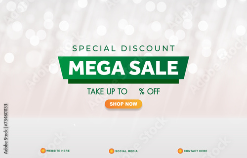 special discount mega sale template banner with blank space 3d podium for product sale with abstract gradient white background design