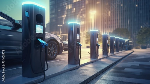 Modern_fast_electric_vehicle_chargers_for_charging ai generated high quality image