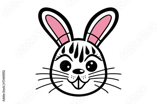 Cute Easter Bunny face template Vector, Easter Bunny Face Kit, cartoon bunny face png, outline bunny face clipart, printable bunny face © Ya_Design Store