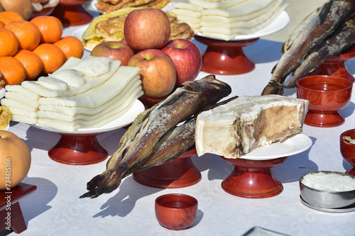 Fotografie Food for the Korean ancestral rites ceremony table