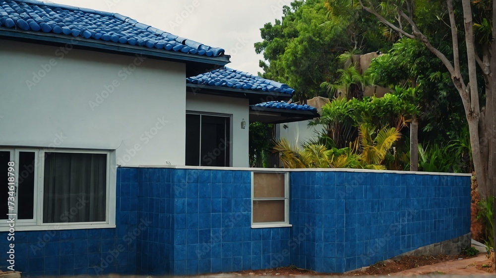 House with blue tile roof from Generative AI House with blue tile roof from Generative AI
