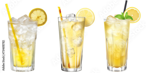 fresh lemonade in a glass isolated on transparent background