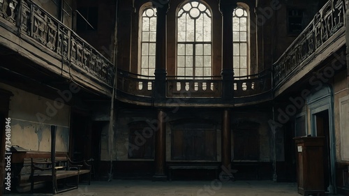 Interior of old historic building from Generative AI