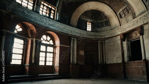 Interior of old historic building from Generative AI