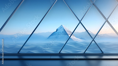 a visually captivating desktop wallpaper featuring the concept of minimalist abstract glass architecture. Employ negative space and minimalist design elements to convey modernity and a sense of cleanl photo