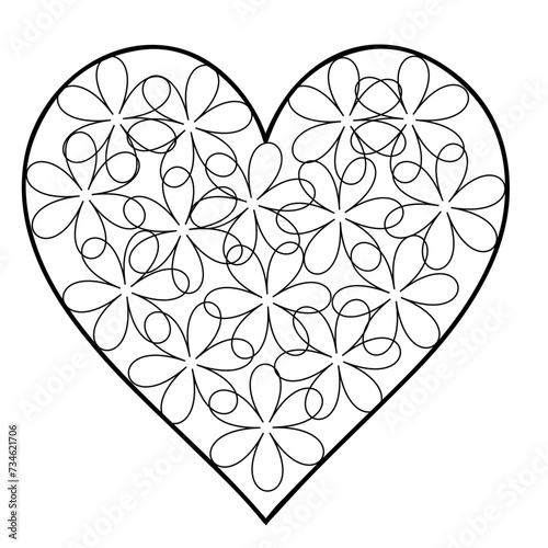 Seamless pattern with hearts.Valentine day.Hand drawn ornamental heart. Coloring pattern.