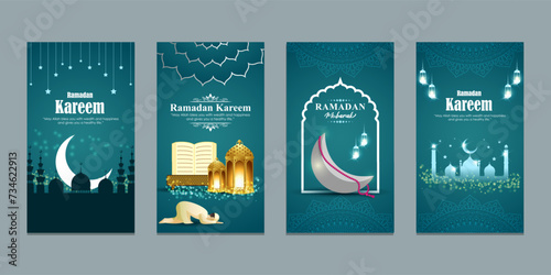 Vector illustration of Ramadan social media feed set template photo