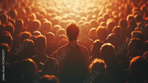 1 person standing standing in middle among a crowd of people photo