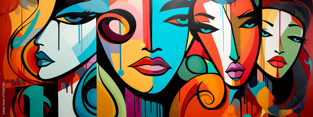 Graffiti Colorful Women - Cubism