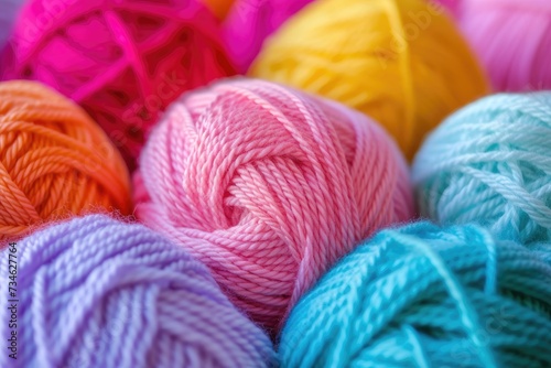 Many different balls of wool or yarn. Handicraft and hobby theme.