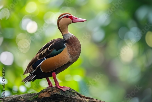 Black bellied Whistling Duck Dendrocygna autumnalis on a branch photo