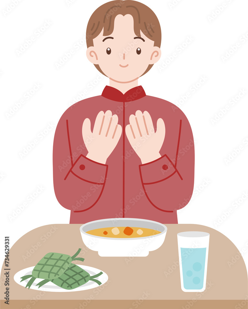 muslim cartoon character praying before a meal muslim cartoon character praying before a meal