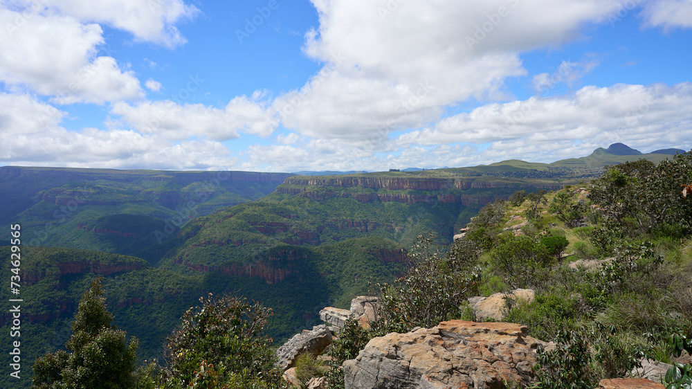 Three Rondawels, Blyde River Canyon, A sunny day with clouds