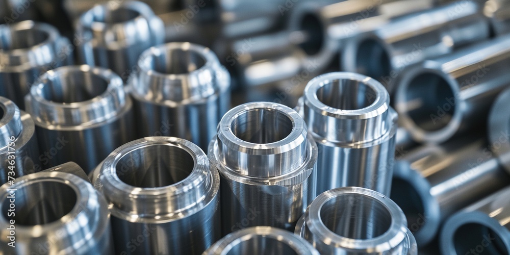 Rolls of aluminum metal fittings. Heavy industry production Rolls of aluminum metal fittings. Heavy industry production