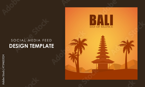 Vector illustration of Happy Nyepi Day social media feed template