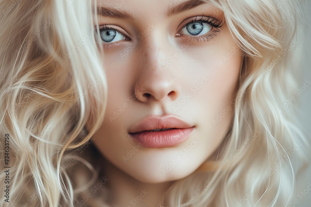 Blonde beauty in a fashion photo with minimalistic makeup Blonde beauty in a fashion photo with minimalistic makeup