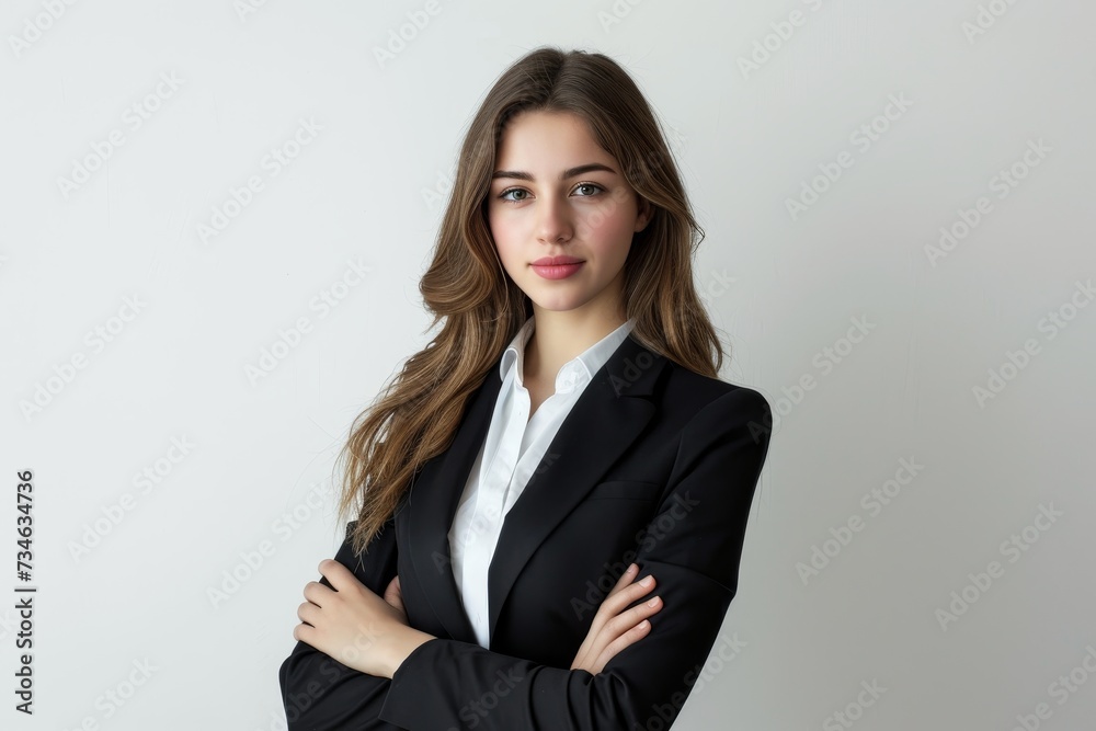 Confident young CEO in formal wear with crossed arms isolated in white background Confident young CEO in formal wear with crossed arms isolated in white background