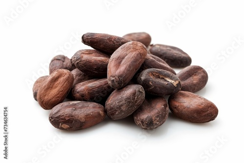 Cocoa beans against white