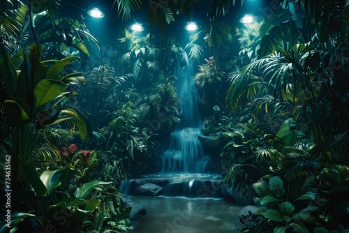 Dramatic backdrop of a roaring waterfall in a lush jungle  perfect for an adventurous and dynamic wallpaper. Generative AI