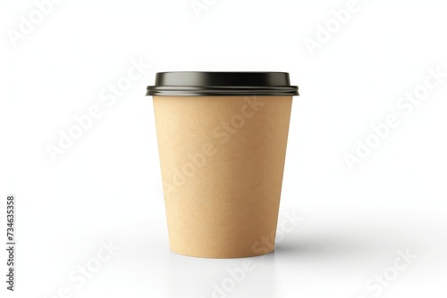 Coffee in blank cup mockup isolated on white background photo